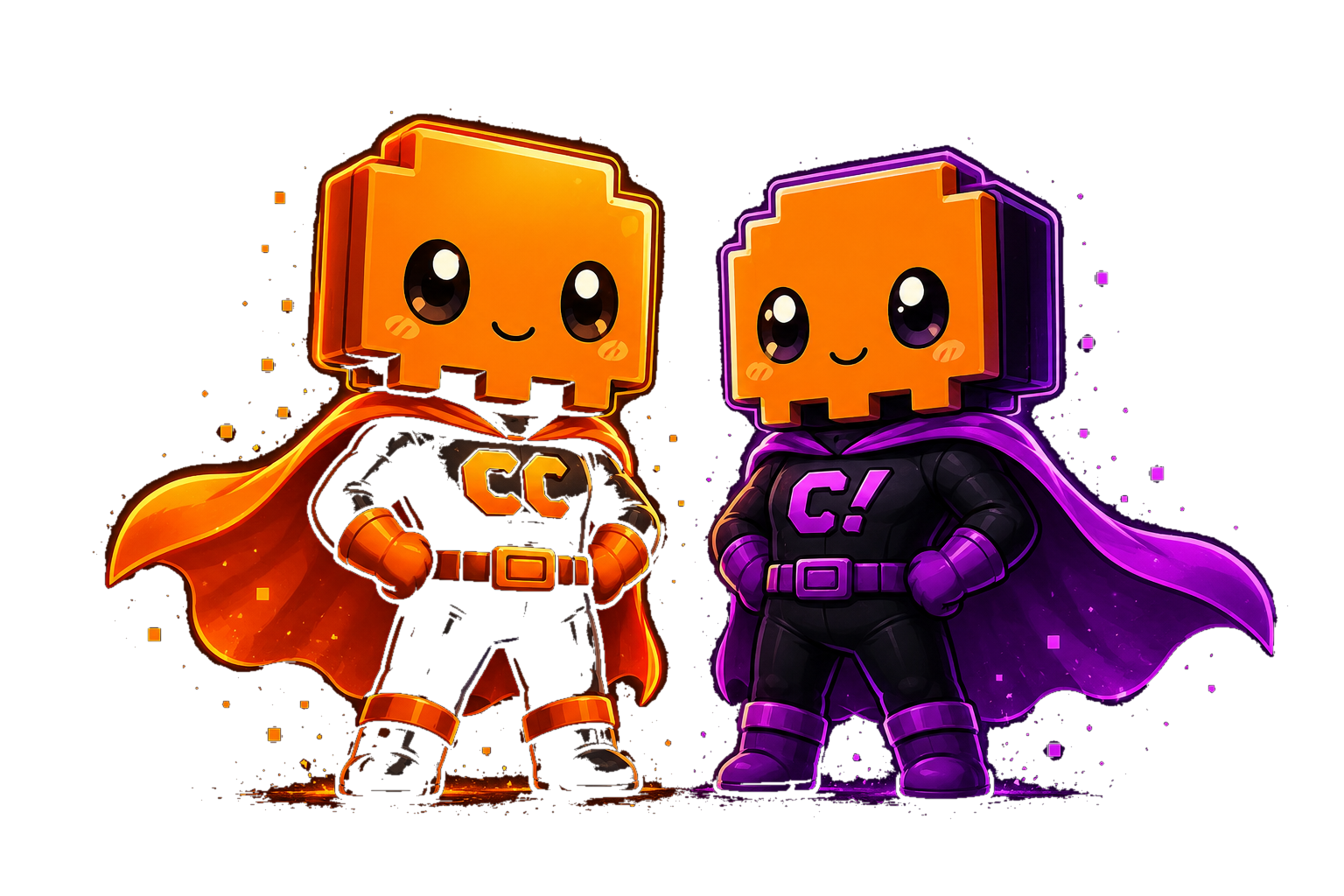 Claude Code and Claudine as two caped heroes, side by side